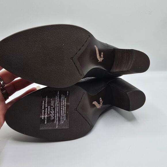 UGG Charlotte Seaweed black leather ankle boot size 6 laser cut perforated - Picture 7 of 13